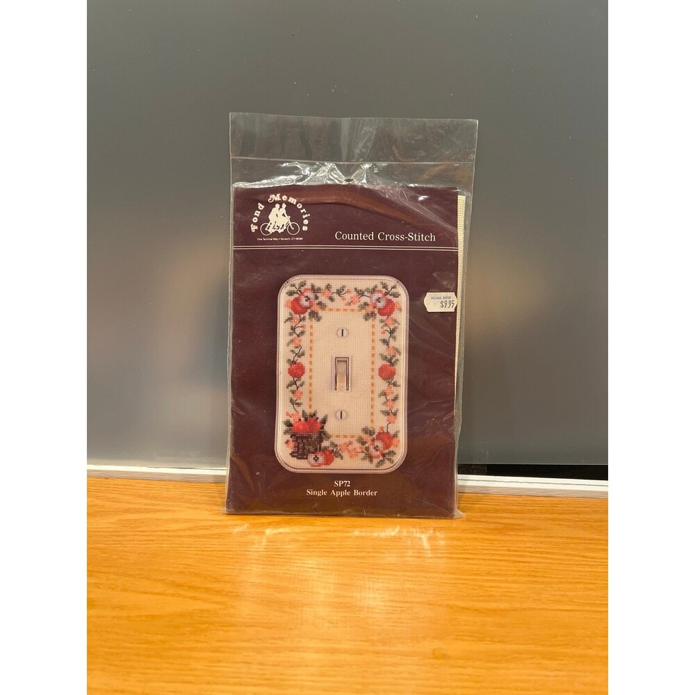Vintage Fond Memories Apple Border Counted Cross Stitch kit switch plate cover